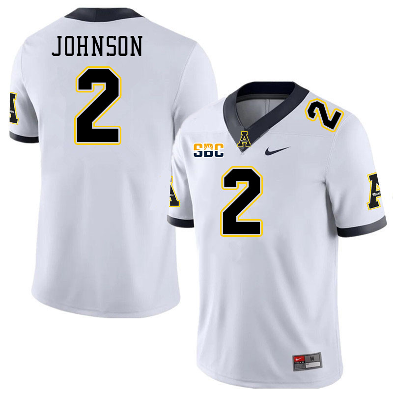 Men #2 Ethan Johnson Appalachian State Mountaineers College Football Jerseys Stitched-White